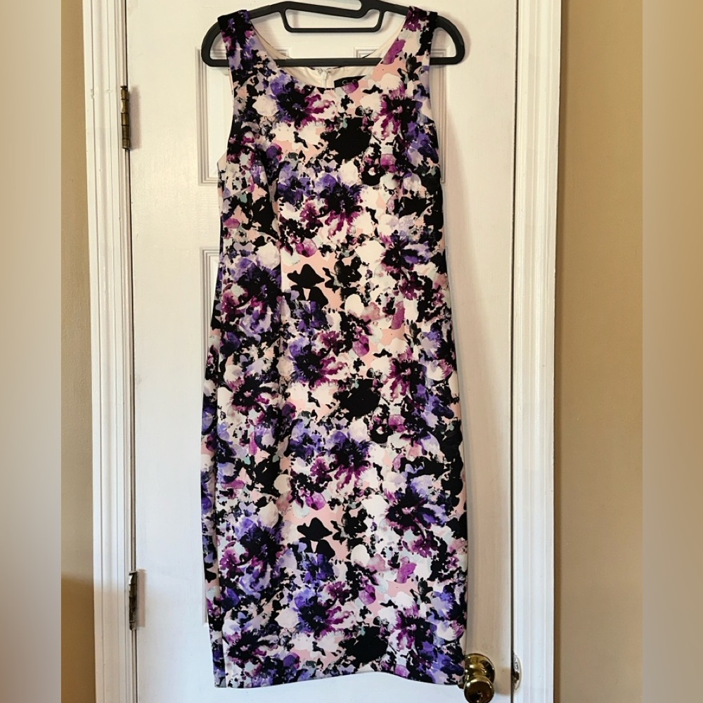 Floral Sleeveless Dress - Purple and Black